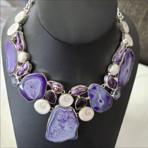 Artisan 925 Handmade Purple Stones Necklace.